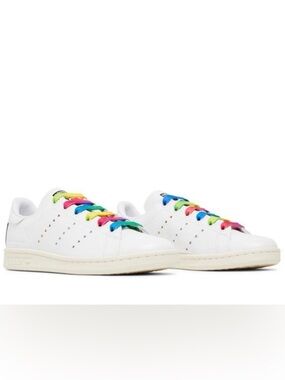 Adidas x Stella McCartney Stan Smith Sneakers Rainbow Laces White Size 9.5 Men
